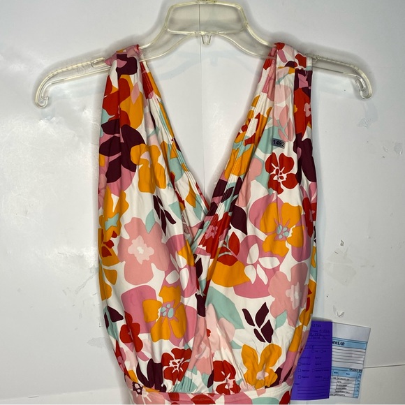 Target Sea Angel plus size one piece swimsuit front plunge 1X floral brights NWT - Picture 2 of 8